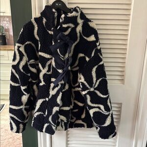 Black and White Patterned Fleece Jacket
